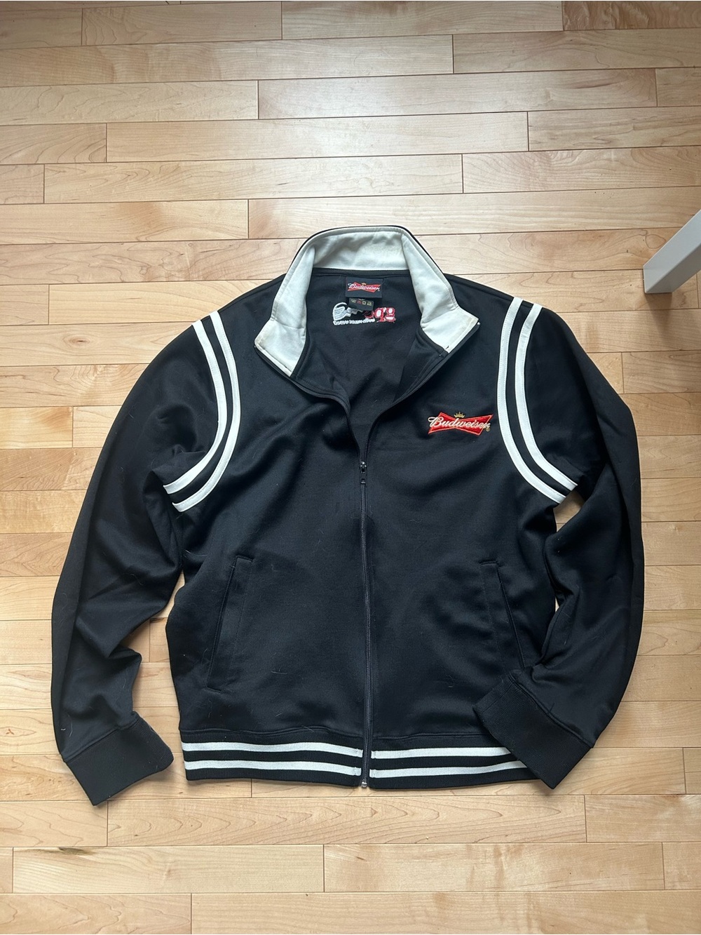 Budweiser Black Jacket with White Striping